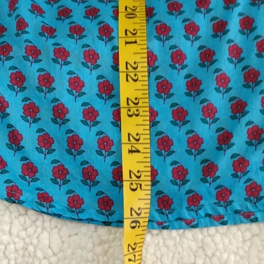 J. Crew Re-imagined Blue Button-up Floral Shirt with Pink Floral Accents WMNS -M - Picture 14 of 15